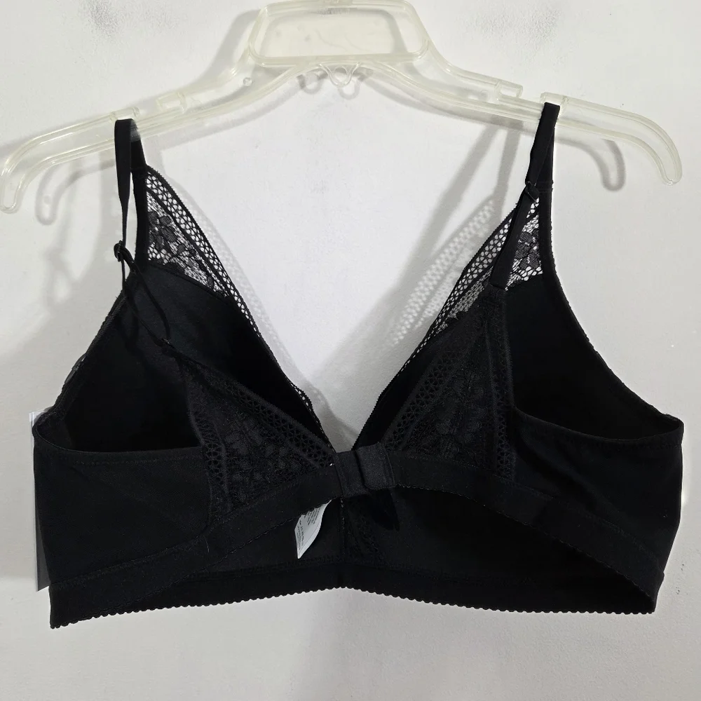 NWT Knix Knixy Lace Deep V Bralette Bra Black Wire Free Size XXL